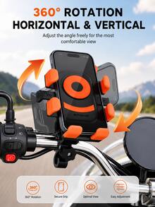 Motorcycle Phone Holder 6-Claw 360° Rotating Anti-Shake Bicycle Phone Mount Universal Shock-Absorbing ABS Phone Bracket Handlebar And Rearview Mirror Mount Suitable For Bicycle, Scooter, Electric Bike, Lightweight Motorcycle, Motorcycle, GPS Navigation, Motorcycle Accessories - A - View 7