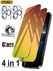 2pcs Screen Protector + 2pcs Camera Lens Protector, Compatible With IPhone 16 Pro Max, Privacy Screen Protector, Tempered Glass Material, Compatible With 17/16/15/14/13/12/11 Pro Max 16e 17 Air, Anti-Peeping Privacy Glass Protector, No Blue Light, No Bubbles, Anti-Scratch, Full Coverage, Gradient Green (Product Name: Colorful Gradient Anti-Static Eye-Protecting Anti-Peeping Film) - Multicolor - View 1