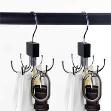 1/2pcs 6-Claw Metal Hooks, 360° Rotating Belt Rack With 6 Hooks, No-Drill Closet Belt Storage Rack, Multi-Function Wardrobe Storage Hooks, Suitable For Belts, Bags, Vests, Bras, Underwear, Scarves, Ties, Applicable For Dorms, Bathrooms, Home And Christmas Decor - Black - View 8