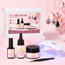 5Pcs UV Dip Coating Resin Gloss/Glanz Set, ForPolished Resin Finished Works Brightening & Sealing Craft Supplies, High Transparency Fast-Curing Anti-Yellowing Waterproof Resin Glue - 5pcs/set - View 2