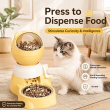 Large Capacity Press-Type Automatic Pet Food Dispenser, Space Ball Design, Interactive Puzzle Feeder, Anti-Tip Pet Bowl, One-Press Food Dispensing And Locking, Durable Plastic, Suitable For Small And Medium Dogs And Cats, No Battery Required - Multicolor - View 5