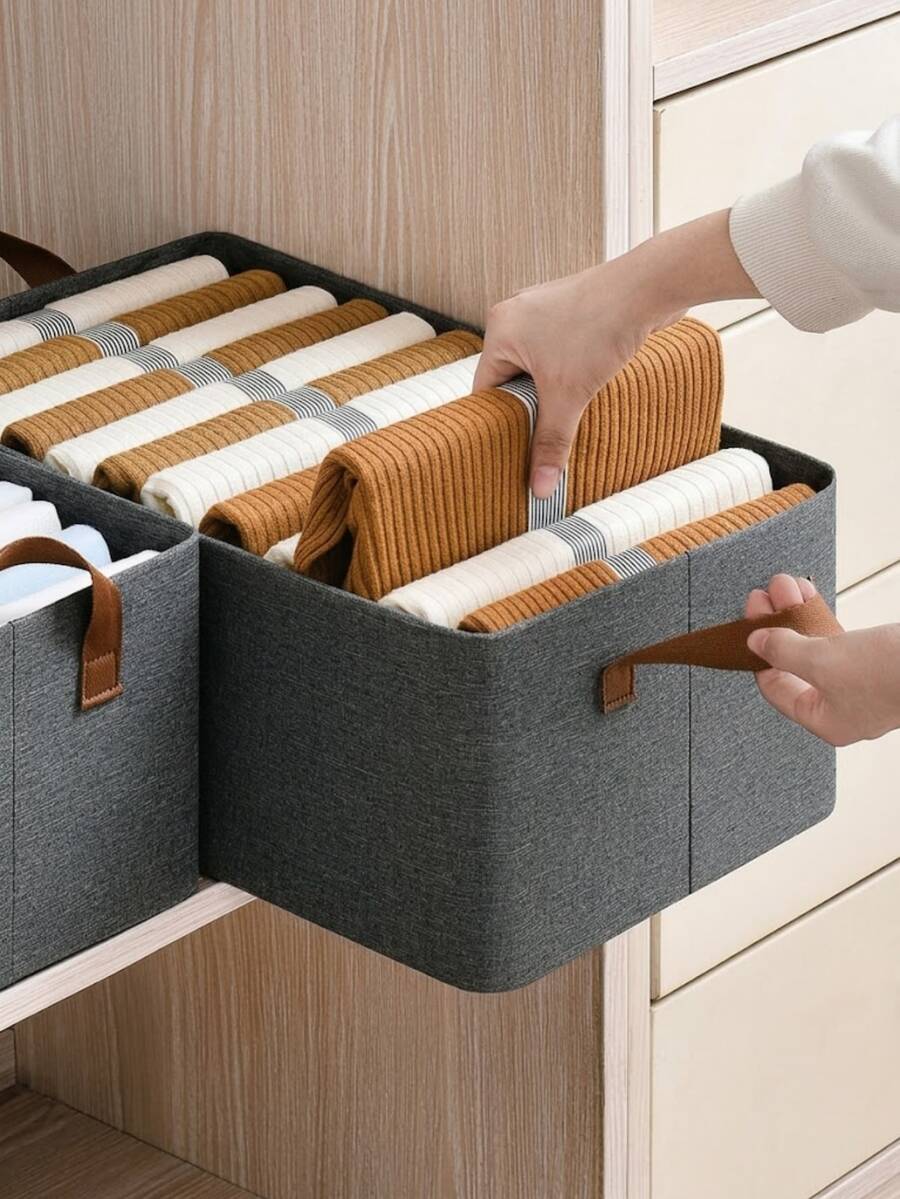 Grey Collapsible Wardrobe Organizer – Stylish Closet Storage Basket For Clothes, Toys, And Home Essentials