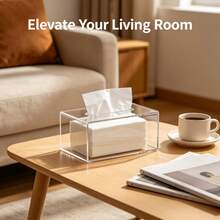 1Pc Transparent Tissue Box, Simple Desk Home High-Appearance Tissue Storage Multifunctional, Creative Bathroom Toilet Paper Box - Multicolor - View 6