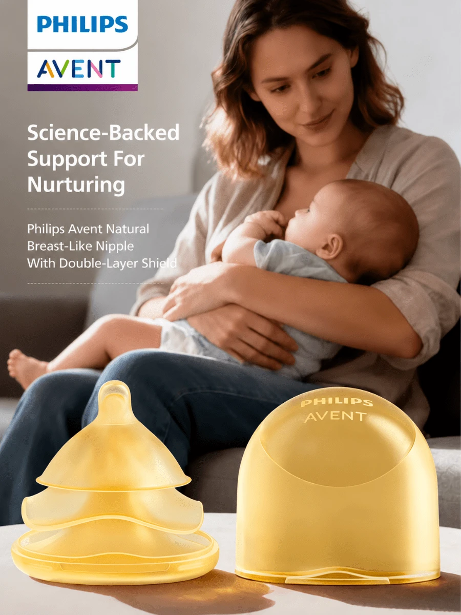 Philips Avent 1pc Nipple Shield Silicone Nipple Shield For Breastfeeding With Carry Case Ultra-Thin Super-Soft, Flat Or Inverted Nipples, Protect Damaged Nipples