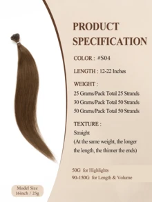 U-Tip Hair Extensions, Nail-Tip Hair Extensions, Straight Hair, U-Tip Keratin Fusion Hair Extensions, Invisible Nail-Tip U-Tip Hair Extensions - S4 - View 5