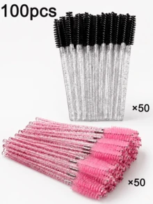 20/50PCS Pink Mascara Wands,Plastic Handles With Nylon Bristles, For Lash Extensions, Brow Grooming, Mascara Application,Travel And Daily Use,Beauty Gift,Makeup,Back To School,Room Decor,Travel Essentials,Tweezers,Bedroom Decor,Eyebrow Razors Plastic - Upgraded Version - View 10