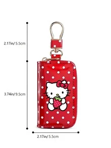 SANRIO 1個 Hello Kitty 車鑰匙保護套，便攜式拉鍊鑰匙收納包附掛鉤夾，可愛女性車鑰匙鑰匙圈收納袋，適合日常攜帶與旅行 - 彩色 - 查看 8