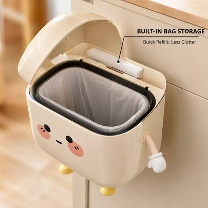 Large Capacity Wall Mounted Trash Can With Lid, Slim Waterproof Hanging Waste Bin, Space-Saving Easy-Access Garbage Container For Kitchen, Bathroom, Laundry, Garage, Outdoor, RV, Camping & Home, Compact Multi-Use Under Cabinet Wastebasket