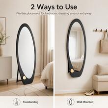 60*160cm Irregular Oval Full Length Mirror, Freestanding & Wall Mounted Dressing Mirror With MDF Frame, Decorative Full Body Mirror For Bedroom Entryway, Random Color Shipment - 60*160cm - View 2