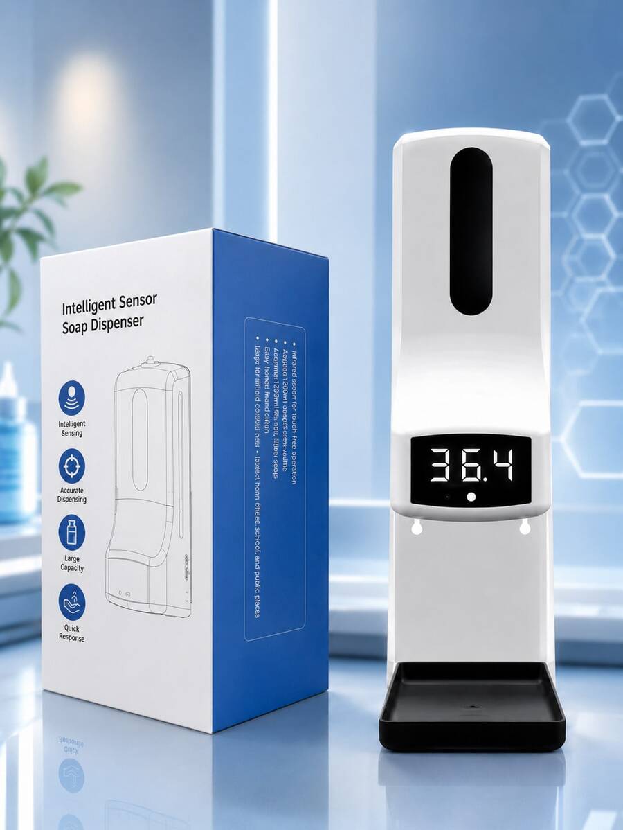 Sanitizing Gel Dispenser With Thermometer K9 Pro Kit - White - View 1