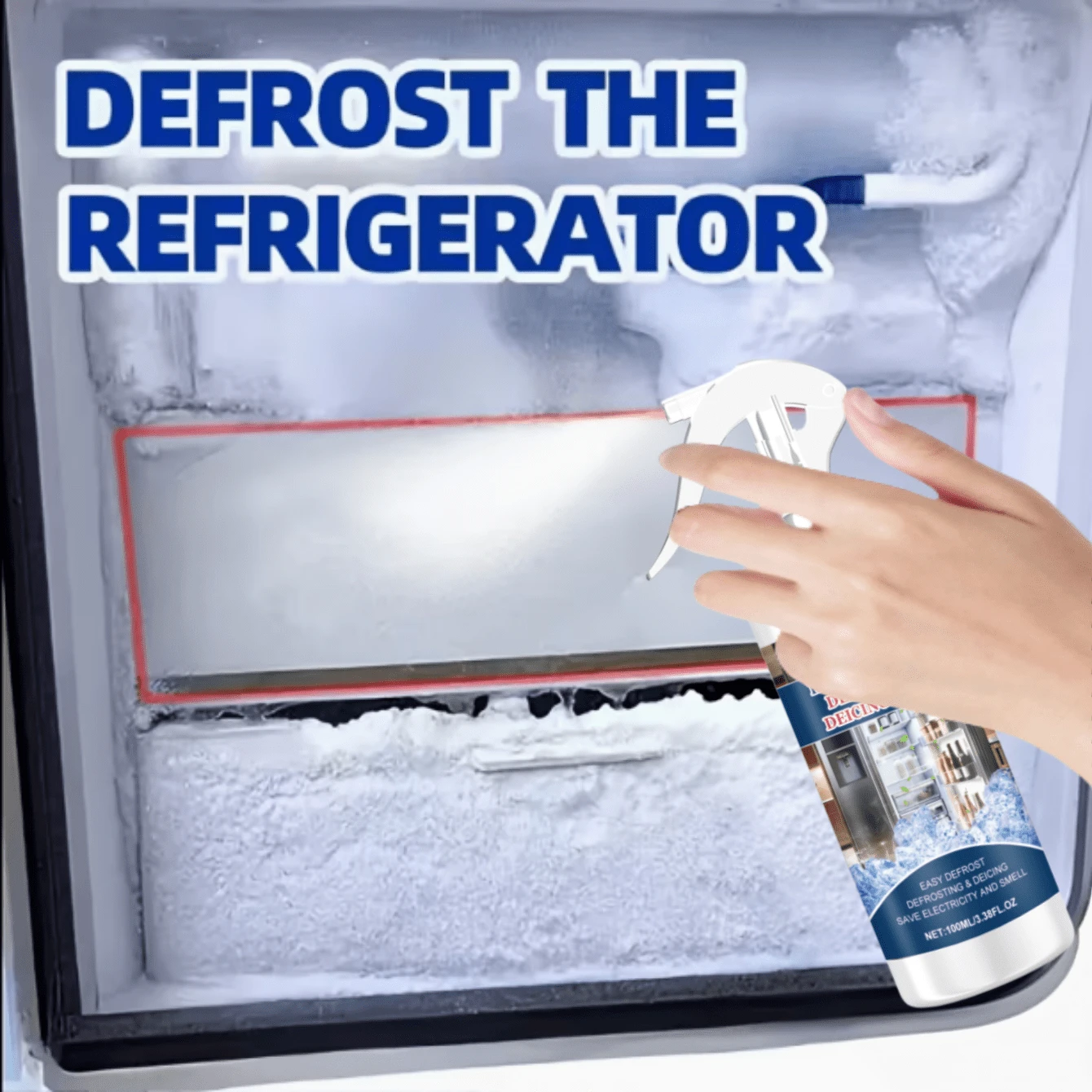 JUE FISH 1pc Refrigerator Defrosting Agent – Winter Home & Car Ice Removal Essential – Easy Operation, Fast Melting Formula, Easily Remove Ice Layers, Refrigerator Defrosting Agent, Home Freezer Fast Melting & Anti-Frosting | Suitable For Refrigerator & RV Freezer Equipment, Efficient Ice Removal, Fast Defrosting, Defrosting Spray, Home Essential (New & Old Models Randomly Sent, Actual Product Is Standard)