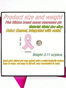 Pink Ribbon Awareness Brooch Pin, Breast Cancer Charity Metal Lapel Badge, Enamel Pin For Backpack Clothes Decoration - Pink - View 3