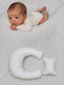 2pcs Newborn Photography Props Support Positioning Leather Pillows, Photography Studio And Home Shooting Accessories, Baby Birth Commemorative Posing DIY Styling Mat, Can Be Used With Background Cloth, Milestone Portrait For Boys And Girls - White - View 5