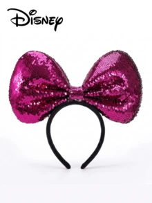 Disney Red Sequin Racing Tire Face Print Black & White Checkered #95 Bow Racing Cartoon Mickey Ears Headband - Multicolor - View 3