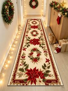 1pc Christmas Hallway Runner Rug, Long Strip Carpet, Area Rug, Mat, Home Decor, Living Room Area Rug, Living Room Home Decor, Room Decor, Washable Carpet - Multicolor - View 4