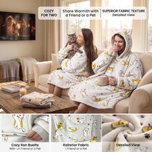 Oversize Cat Ear Hoodie Blanket, Wearable Flannel Blanket Hoodie, Loungewear Robe - Cat Design - View 6