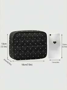New Heart Quilted Polka Dot Print Portable Storage Bag, Large Capacity Makeup Bag, Suitable For Daily Use, Outdoor Activities And Travel; Convenient Storage Solution For Organizing Medicine, Cosmetics, Phone And Other Small Items; Travel Essential, Suitable As Christmas Gift, Personalized Gift Bag, Small Exchange Gift Or Home Decor. (Print Cut Position Random) - Multicolor - View 9