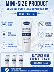Vaseline Intensive Repairing Essence Cream, Sampel 15g, 3pcs, Hidrasi Mendalam dan Perbaikan Lapisan Pelindung Kulit, Menutrisi, Menenangkan, Melembapkan, Tidak Berminyak, Cocok untuk Kulit Kering atau Sensitif - Vaseline Extra Rich Repairing Essence Cream 15g - View 5