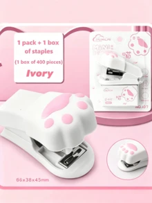1/2pcs Mini Cute Cat Paw 3-In-1 Stapler, Portable Office & Study Binding Machine, Can Bind Documents & Test Papers, Student Cartoon Multi-Function Stapler Set, Back To School Stationery Mini Stapler - Multicolor - View 12