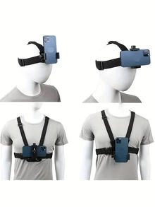 Action Camera Accessories Chest Strap PC Outdoor Cycling Off-Road Chest Mount Bracket Set, Phone Head Mount Chest Back Strap Bracket, Adjustable, Enhanced Stability And Versatility - View 6
