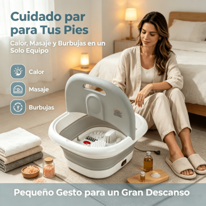 Bañera Plegable para Pies Eléctrica, Masajeador de Pies con Rodillos Relajante para el Hogar---Gris