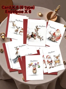 12pcs WhimsyWorks Fun Christmas Cards With Envelopes - Various Holiday Designs Suitable For Family, Friends, And Colleagues - Blank Inside For Personal Messages - Suitable For New Year, Congratulations, And Thank-You Occasions - A - View 1
