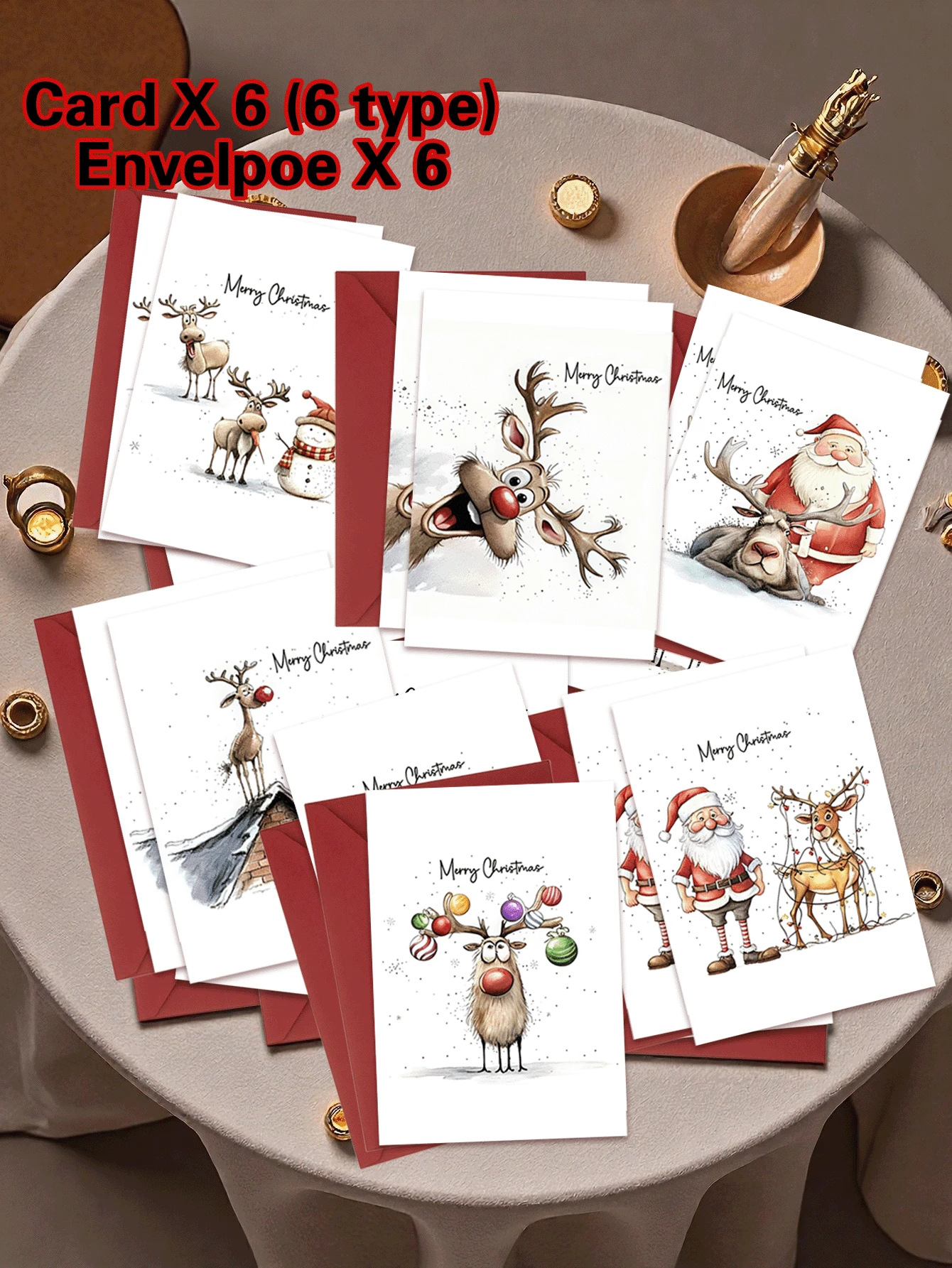 12pcs WhimsyWorks Fun Christmas Cards With Envelopes - Various Holiday Designs Suitable For Family, Friends, And Colleagues - Blank Inside For Personal Messages - Suitable For New Year, Congratulations, And Thank-You Occasions - A - View 1