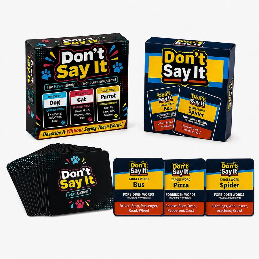 2pcs Don't Say It Popular Party Card Game, Selected Word Cards With Rounded Corners And Scratch-Resistant Craftsmanship. Extremely Portable, Start Fun Times Anywhere, Essential Social Choice For Camping, Travel And Various Gatherings, Also A Highly International Style Holiday Gift, Suitable For Halloween, Christmas Entertainment