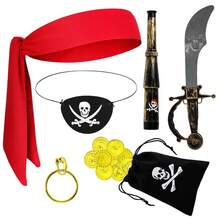 5|7pcs Pirate Role Play Handheld Props (Realistic Knife, Telescope, Eye Patch), Suitable For Halloween Holiday Use, Adult Props - Multicolor - View 5