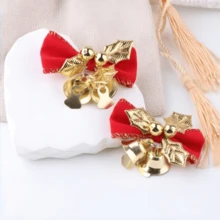 1pc/10pcs Mini Christmas Bell Set With Ribbon Bow, Gold Bells, Photo Props, Christmas Tree Hanging Ornaments, Christmas Tree Decoration, Gift Accents, Suitable For Party, Wedding, Birthday Scenes - Mini Bow Bell - View 3