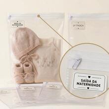 Kit 6 Saquinhos Maternidade com Zíper + Tags Adesivas para Identificação das Trocas do Bebê - Transparente - Visão 2