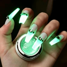 Glowing Nail Powder, Green Shiny Atmospheric Nail Powder, Halloween Salon Party Nail Art DIY Decoration Design, Saturated Color, Easy For Beginners To Use - Multicolor - View 5