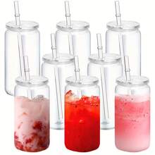 4pcs Transparent Plastic Water Bottles - Reusable Sports Cups With Straws And Lids, Durable And Convenient Beverage Containers, Suitable For Projects, Iced Coffee, Juice, Soda, Cold Drinks, Parties, Picnics, Weddings And Summer Refreshment - Multicolor - View 2