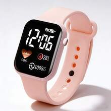 6Pcs/Set Girls Fashion Square Electronic Watch Jewelry Set, Minimalist LED Digital Display Heart Pattern Watch With Butterfly Pattern Jewelry 5pcs, Travel Essential, Versatile For Outings, Eye-Catching For Photos, Perfect Gift For Girl On Christmas/Teacher's Day/Mother's Day/Halloween/Valentine's Day (Gift Box Not Included) - Multicolor - View 6