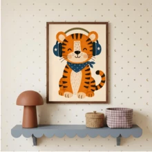 1pc Framed Canvas Wall Art For Baby Nursery, Tiger Theme Baby Room Wall Decor, Cute Tiger Pattern, Jungle Animal Theme Baby Room Decoration, Wildlife Zoo Theme Baby Room Art, Children's Tiger Poster, Children's Room Decor, Framed Toddler Room Wall Art Perfect For Playroom Decor, Kindergarten Decor, Boys Room Decor, Girls Bedroom Decor, Children's Room Decor, Children's Room Poster, Classroom Decor - Multicolor - View 7