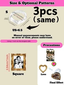 1/3/5 Customized Photo Ring, Unique Memorial Gift For Him/Her, Ideal Valentine's Day Anniversary Gift For Couples, Retro Chic Accessory For Commuting - Multicolor - View 18