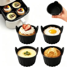 4pcs Silicone Air Fryer Baking Small Cake Cups, Oven And Microwave Cake Molds, Baking Muffin Cups, Perfect For Eggs, Pancakes, Pudding, Tarts, Custard, Easy Grip Design, Heat Resistant Material, Home Baking - View 2