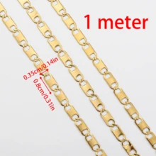 1m/2m 時尚金色扁平不鏽鋼鏈條，適用於DIY項鍊、手鍊、珠寶製作配件 - 鏈條 - 查看 9