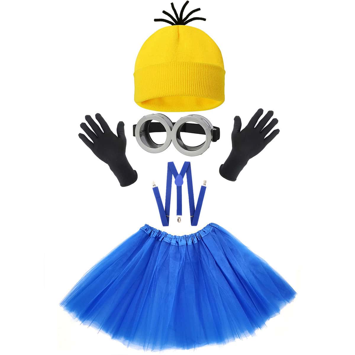 Yellow Hat Set Tutu Skirt Suspenders Halloween Costume Accessories Set Suitable For Holiday Parties Funny Parties Birthday Gifts