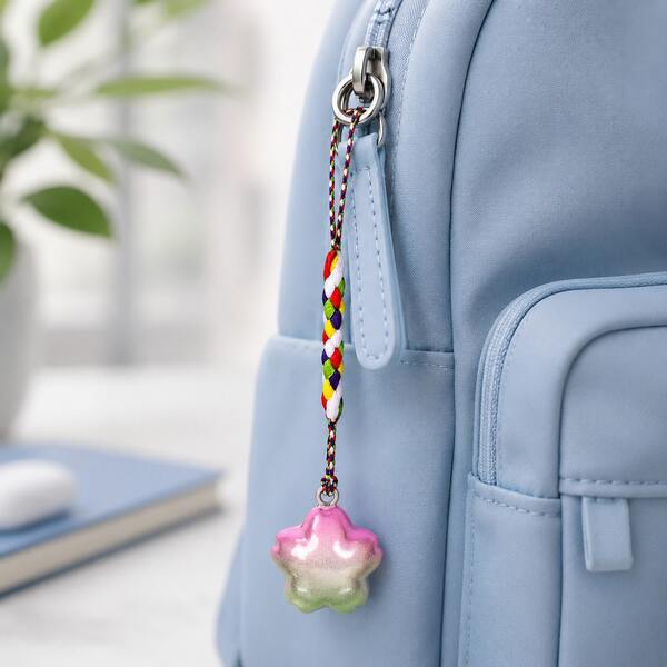 Gradient Glitter Star Water Bell Pendant, Multiple Colors Available, Crisp Sound, Suitable For Women's Fashion Bags, Keychains, Key Accessories, Car Keychains, Phone Case Lanyards, Portable Hanging Decor, Colorful Handmade Woven Lanyard Accessories