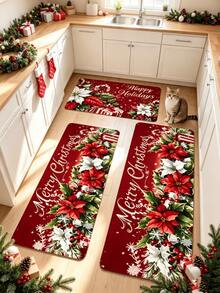 1pc Christmas Kitchen Rug, Thickened Carpet, Plush Rug, Autumn/Winter Rug, Kitchen Rug, Kitchen Mat, Kitchen Carpet, Door Mat, Small Rug, Carpet, Runner Rug, Floor Mat, Home Decor, Area Rug, Outdoor Mat, Home Decor, Area Carpet, Bedroom Rug, Washable Rug - Multicolor - View 3