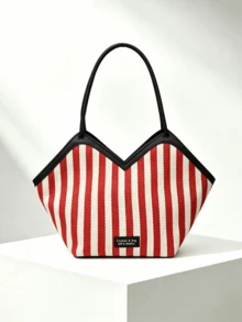 Fashion Versatile New Design Popular Premium Texture Shoulder Underarm Bag Casual Tote Handbag Suitable For Shopping, Dating Vintage Striped Women's Bag - Multicolor - View 1