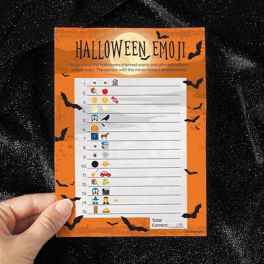 Halloween Guessing Game Cards 5" X 7", Includes Answer Key, Autumn Party Themed Activity