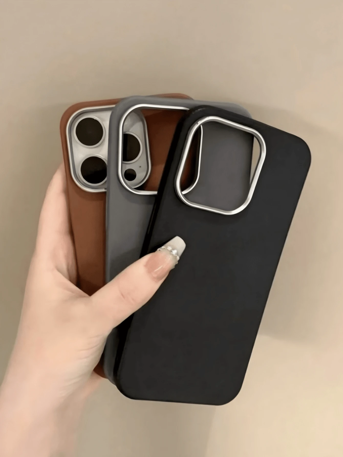 Autumn/Winter Collection 3 Luxury Leather Feel Phone Cases Black Grey Brown Phone Case For IP11/12/13/14/15/16promax/17/17PRO/17PROMAX/17AIR Phone Case - Multicolor - View 1