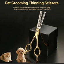 Professional Pet Grooming Scissors 4pcs Set 7 Inch Galvanized Straight Curved Thinning Scissors Cat Dog Hair Trimming Tool, Premium Pet Grooming Scissors Set, Stainless Steel Scissors, Pet Grooming Scissors - View 2