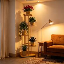SHENGMAO-2/3/4/5/6-7Tier Plant Stand Iron Flower Stand High-Angle Multi-Tier Plant Rack Indoor/Outdoor Flower Pot Display Stand. Versatile Fits Seamlessly In Living Rooms Entryways Offices Or Outdoor Patios And Gardens Available In Multiple Colors - 金色5層 - 查看 12