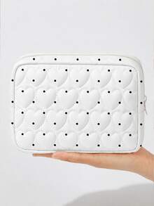 New Heart Quilted Polka Dot Print Portable Storage Bag, Large Capacity Makeup Bag, Suitable For Daily Use, Outdoor Activities And Travel; Convenient Storage Solution For Organizing Medicine, Cosmetics, Phone And Other Small Items; Travel Essential, Suitable As Christmas Gift, Personalized Gift Bag, Small Exchange Gift Or Home Decor. (Print Cut Position Random) - Multicolor - View 12