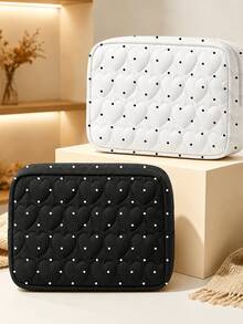 New Heart Quilted Polka Dot Print Portable Storage Bag, Large Capacity Makeup Bag, Suitable For Daily Use, Outdoor Activities And Travel; Convenient Storage Solution For Organizing Medicine, Cosmetics, Phone And Other Small Items; Travel Essential, Suitable As Christmas Gift, Personalized Gift Bag, Small Exchange Gift Or Home Decor. (Print Cut Position Random) - Multicolor - View 2