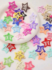 25/50/80Pcs Random Color Pentagram Star Hair Clips, Y2K Style Women's Hair Accessories For Daily Party, Birthday Christmas Gift Idea - Multicolor - View 3