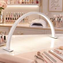 Crescent-Shaped Shaped Nail Desk Lamp Professional LED Table Lamp Eyelash Extension/Makeup Desk Lamp Cool White Light Salon & Home Use Crystal Rhinestone Nail Lamp - USB Plug - View 1